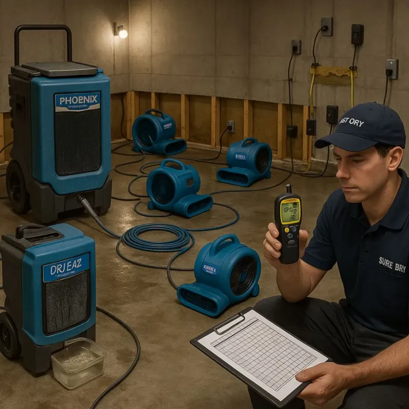 Structural Drying and Dehumidification process in Dakota City, IA